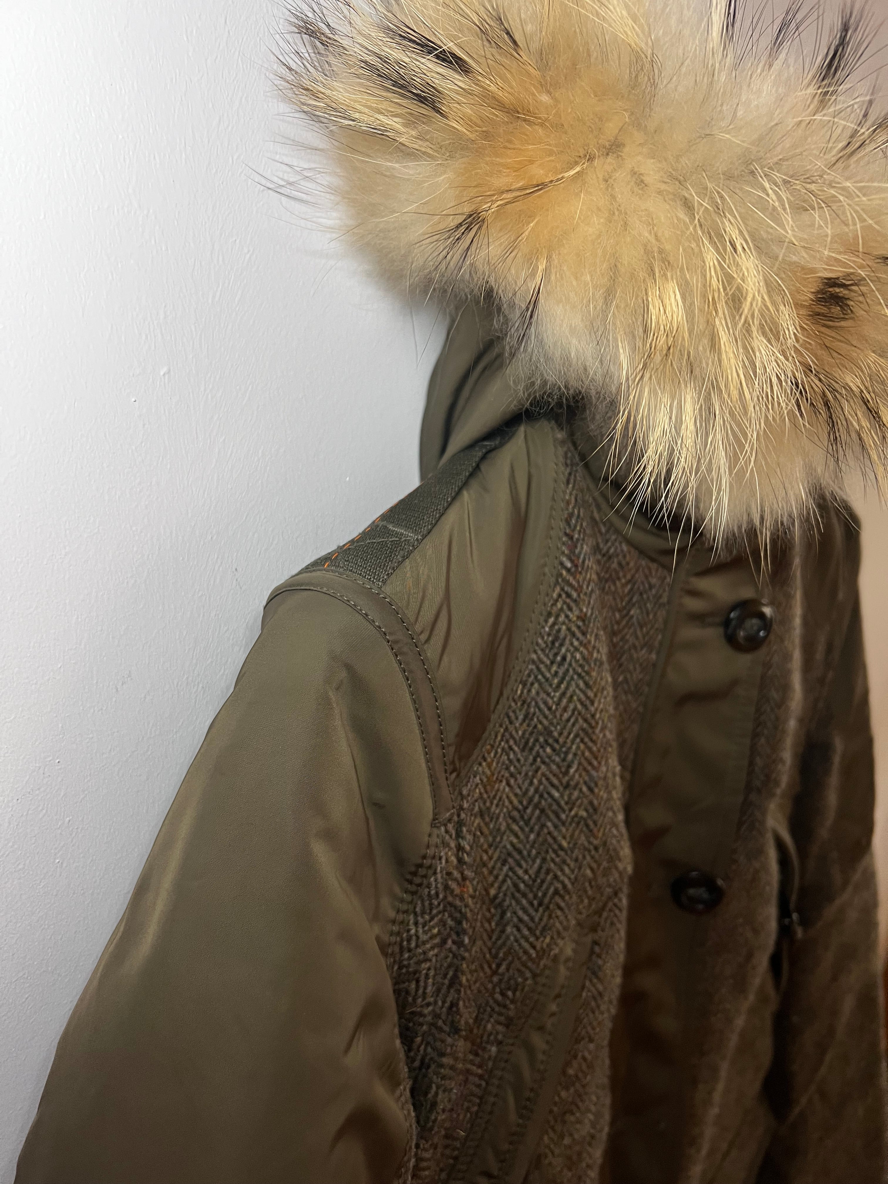 Parajumpers x Harris Tweed Winterjacke – Gr. M – Echtfellkapuze